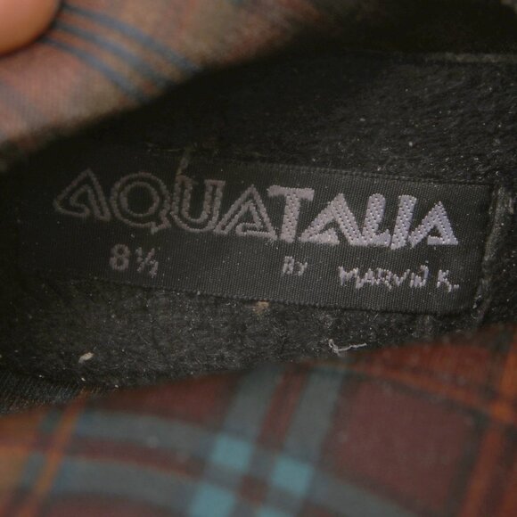 Aquatalia Suede Wedge Boots Winter Brown Y2K Square Toe Warm Lined Size Zip - Picture 10 of 12